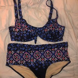 Beautiful Blue Floral Two-Piece Bikini
